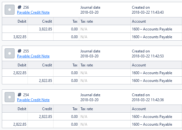 Screenshot of the trail report, showing three symbolic journals.