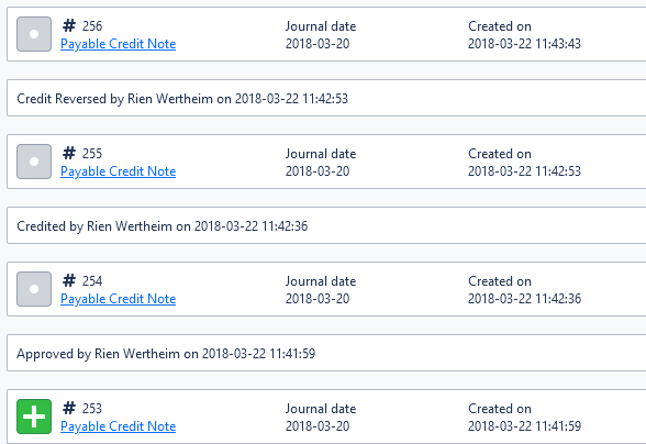 Screenshot of the trail report, showing three symbolic journals with their comments.