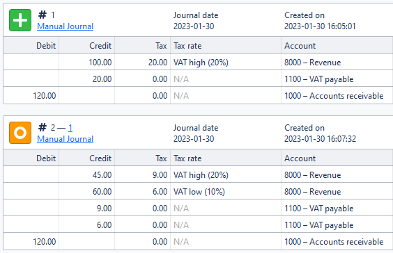 Screenshot of a sample case of a split line item