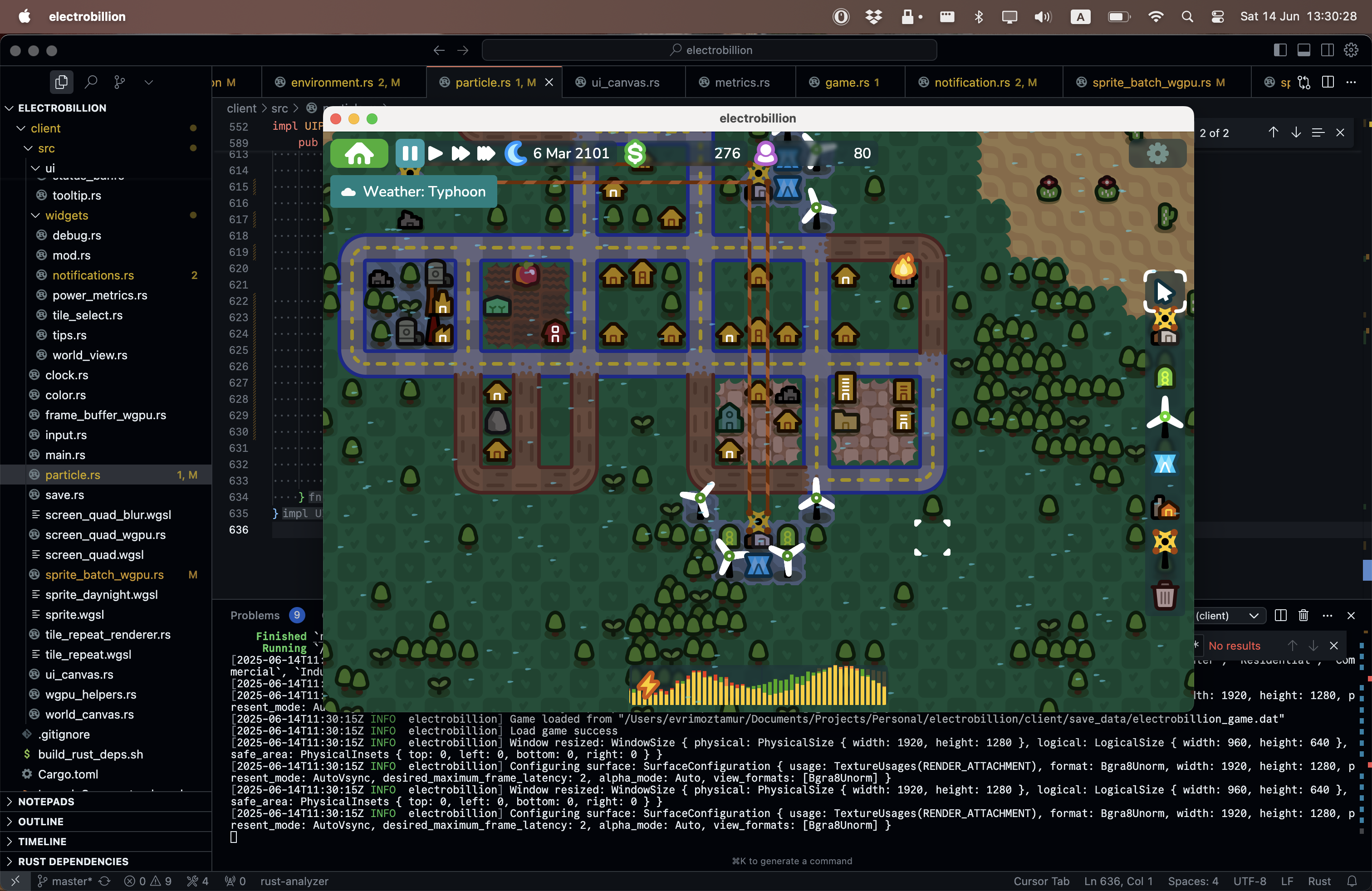 The wgpu native client running alongside the Rust codebase in VSCode